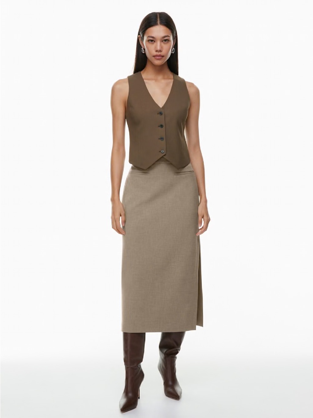 Aritizia Babaton ($128) Dinero 95% Wool Espresso Brown Vest